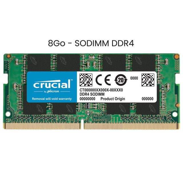 Barrette Mémoire SODIMM 8Go DDR4 Crucial 3200Mhz (Vert) - CT8G4SFRA32A