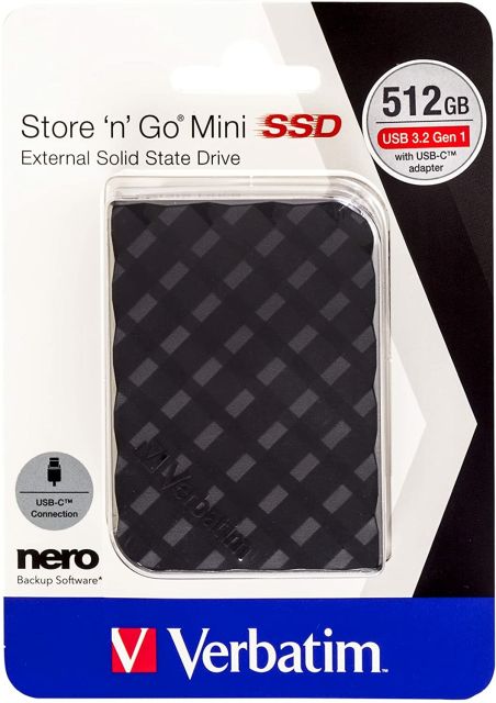 Disque Dur SSD Externe Verbatim - Store'N'Go Mini - 512Go (Noir)