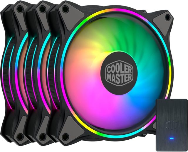 Lot de 3 Ventilateurs de boitier Cooler Master MasterFan MF120 Halo 3in1 RGB 12cm (Noir)